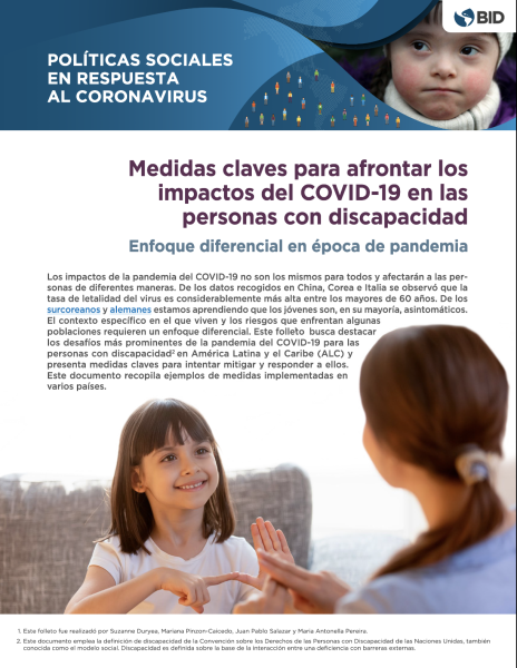 Medidas claves para afrontar los impactos del COVID-19 en las personas con discapacidad: Políticas sociales en respuesta al coronavirus